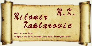 Milomir Kaplarović vizit kartica